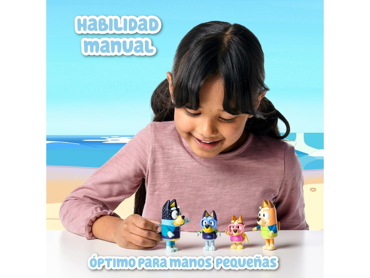 Bluey - Set Da 4 Personaggi Articolati Della Famiglia Bluey Con Accessori A Tema Beach Per Ricreare Le Avventure Della Serie, Per Bambini A Partire Dai 3 Anni - Giochi Preziosi
