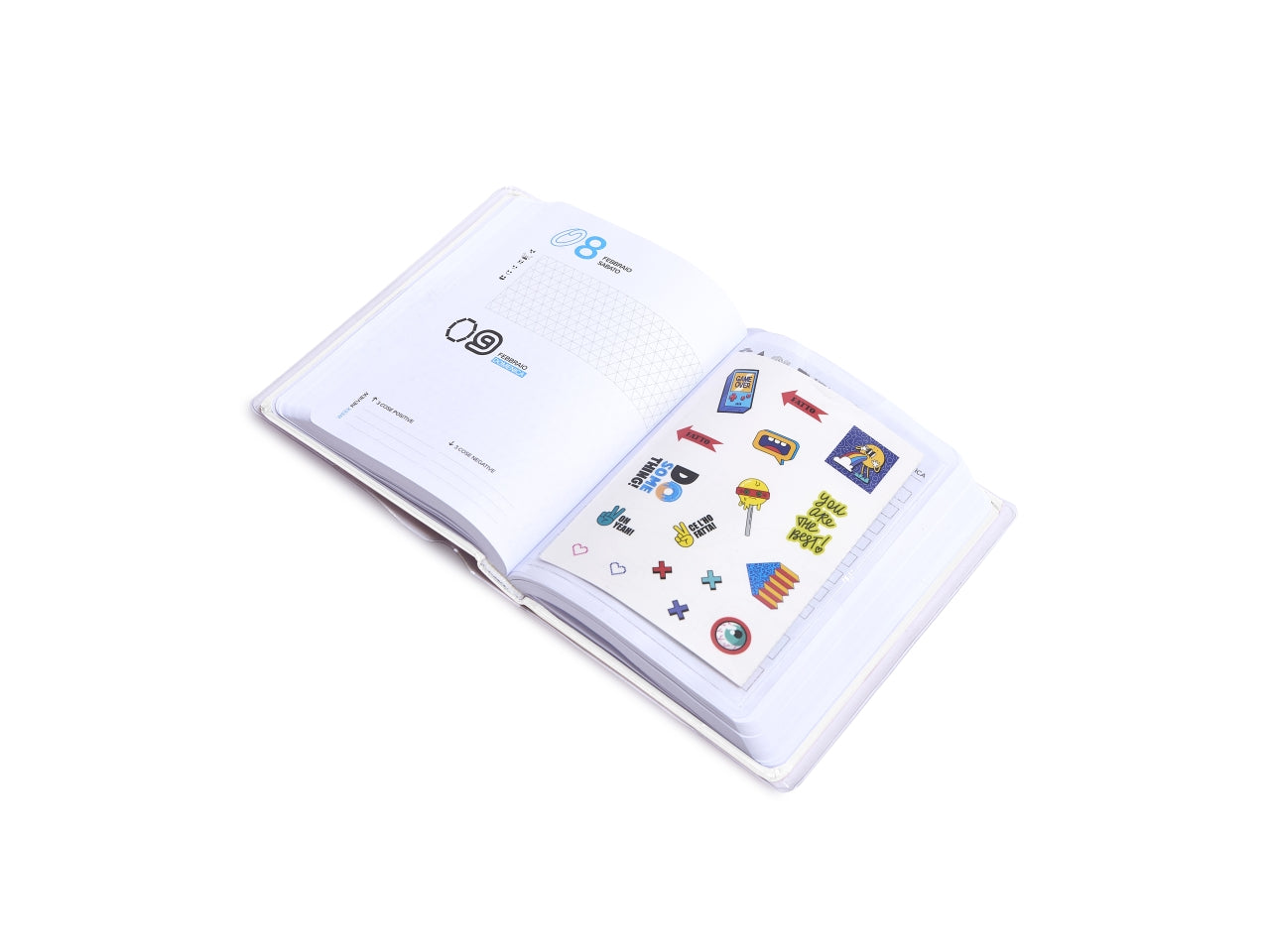 Diario Scuola 2024-2025 BE YOU Extra White Small, Agenda 12 Mesi Datata, Formato Easy 12,5cm x 16,5cm, Diario con Sticker e Segnalibro, Colore Bianco - Giochi Preziosi