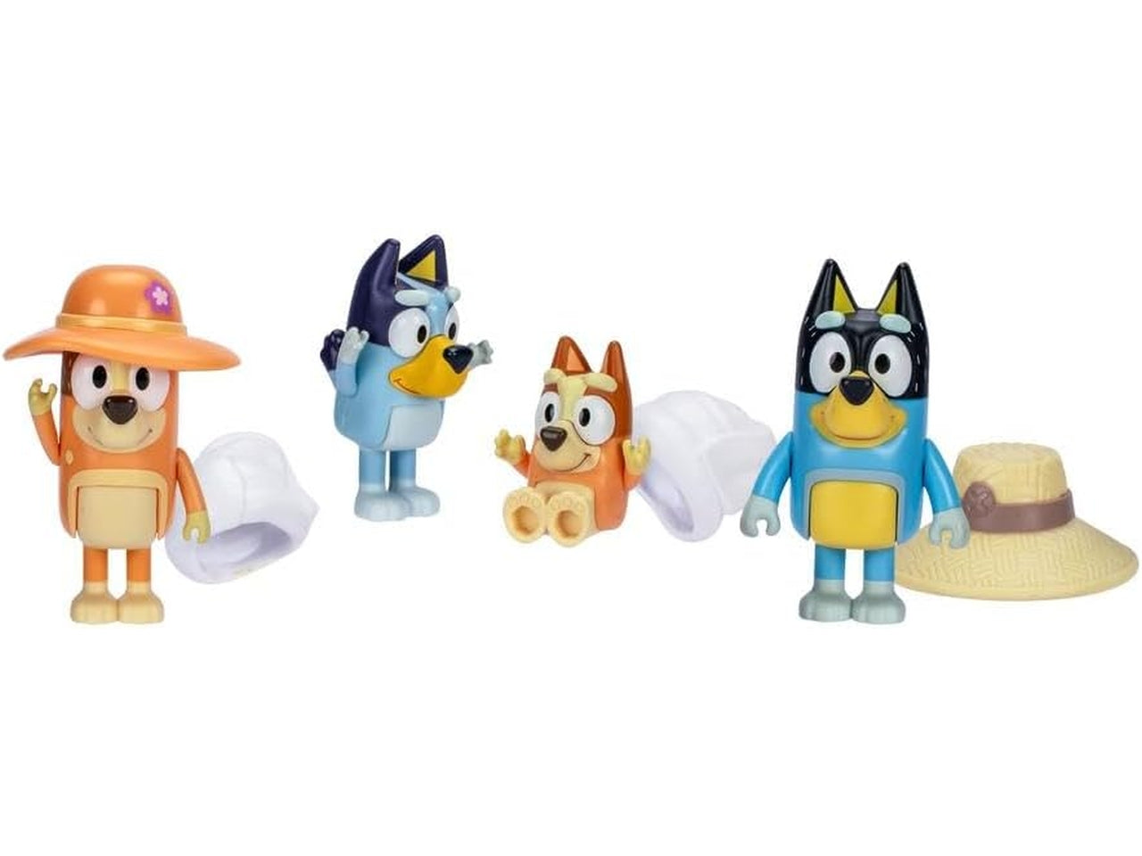 Bluey 4 personaggi trip - Il set 4 personaggi a tema vacanza con i protagonisti - Giochi Preziosi