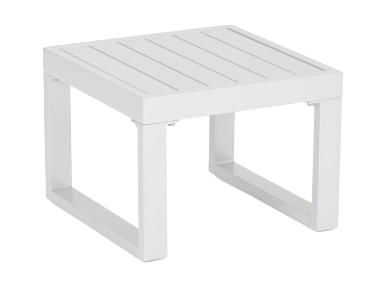 Tavolino basso da esterno in alluminio bianco stile moderno 45x45x32cm - Fdm Overseas