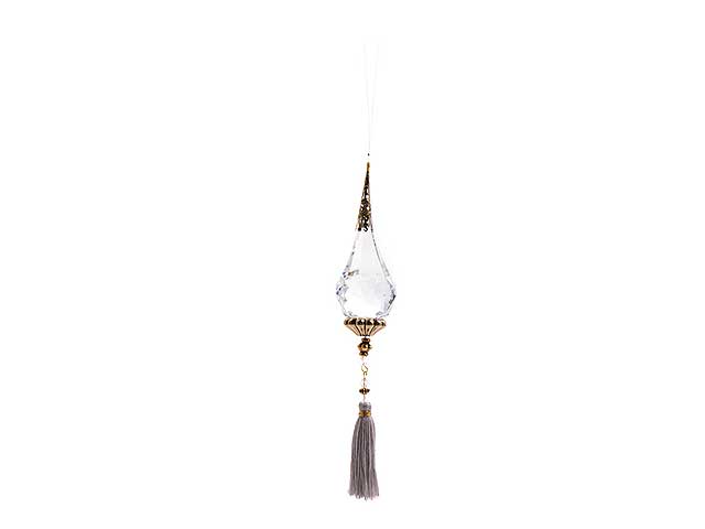 Pendente natalizio nappa argento trasparente 23cm