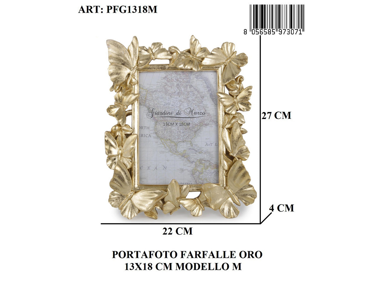 Linea farfalle portafoto oro 13x18cm pfg1318m