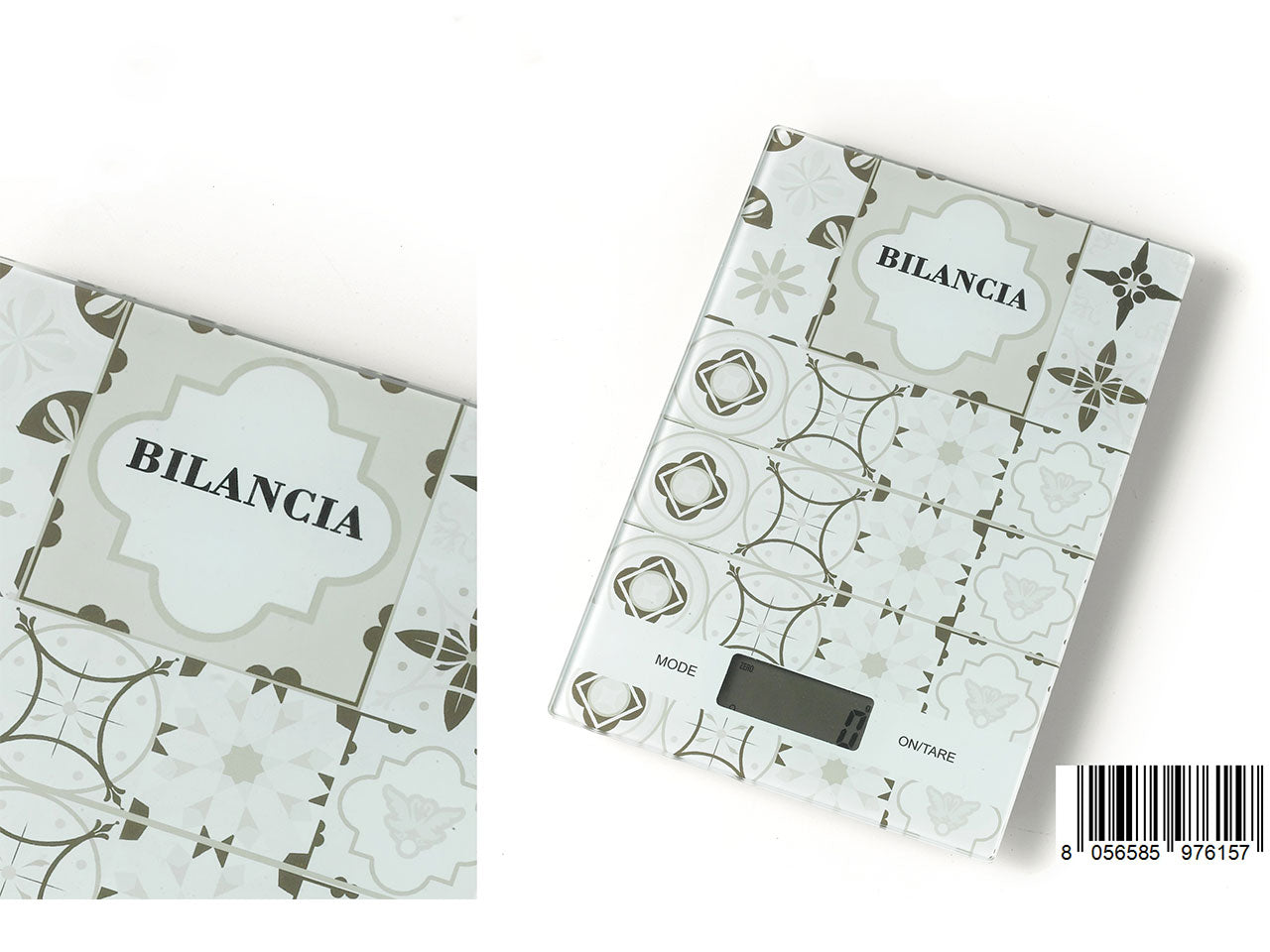 Bilancia in vetro con decoro maiolica in stile mediterraneo - 15x22x2 cm - Giardini di Marzo