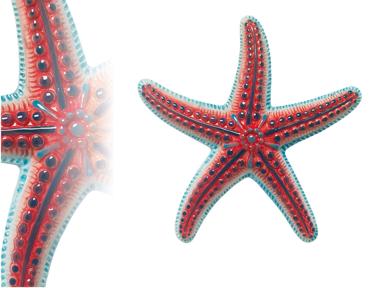 Decorazione da parete stella marina in ceramica stile marinaro rosso 22x3,3 cm - Giardini di Marzo