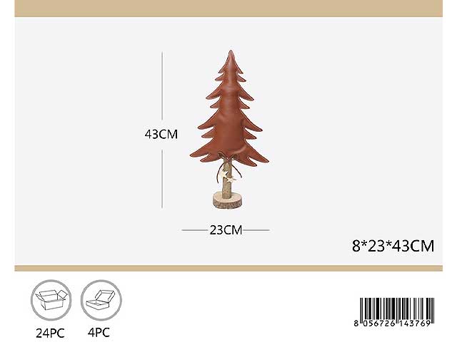 Alberello di natale senza luci marrone 43cm