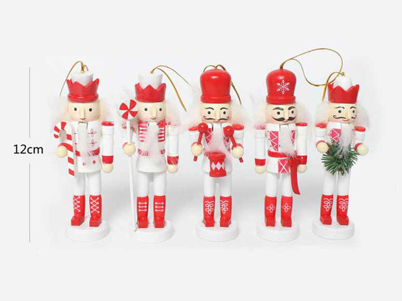 Soldatino in legno bianco/rosso 12cm - confezione da 5 pezzi