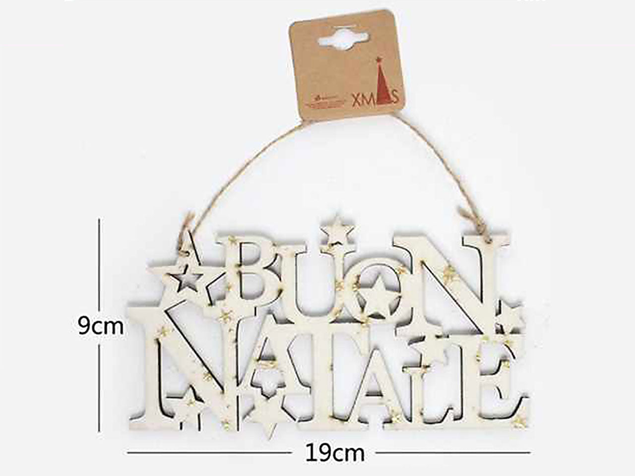 Scritta decorativa buon natale in tessuto floccato 19x9cm