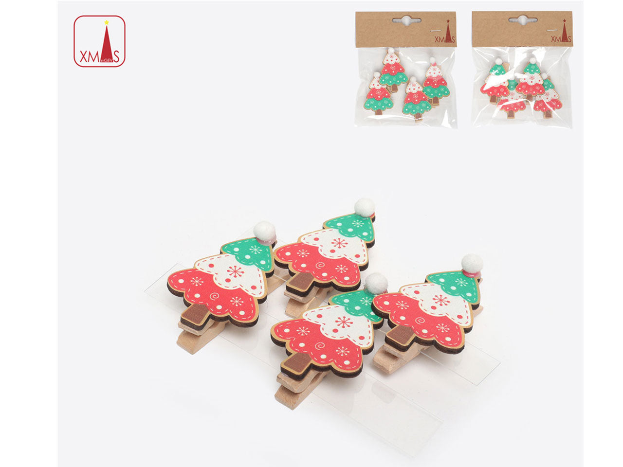 Mollettina albero 4,8cm set da 4 mollette