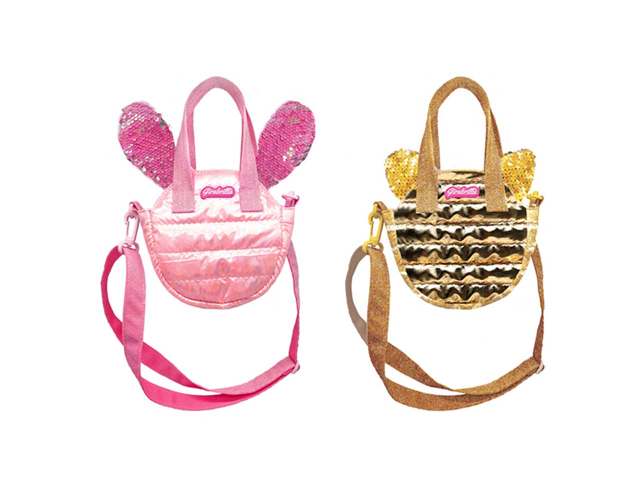 Borsa Girabrilla puffer pets 2 assortimenti rosa e oro