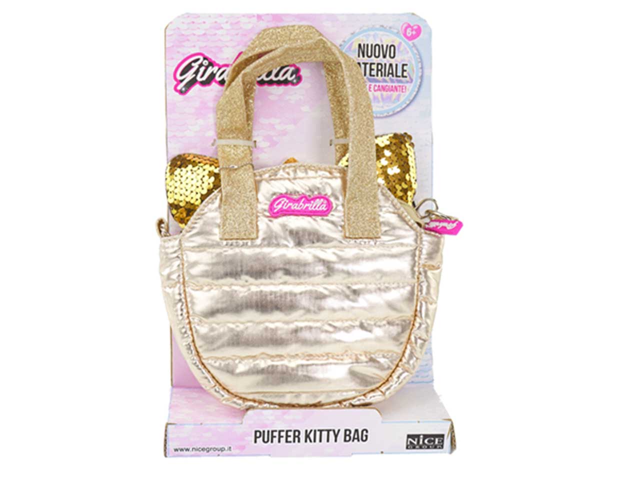 Borsa Girabrilla puffer pets 2 assortimenti rosa e oro