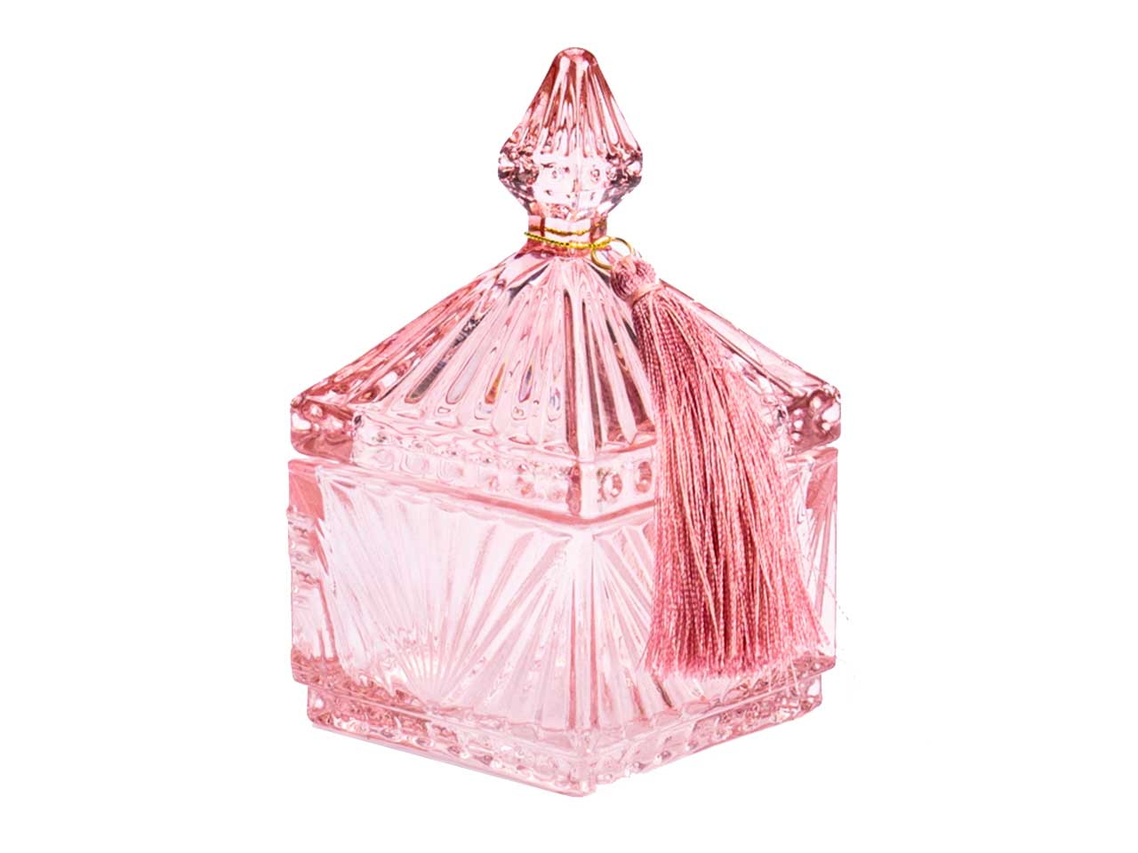 Cofanetto in vetro rosa classico con pendaglio 6,4x11 cm - Silani