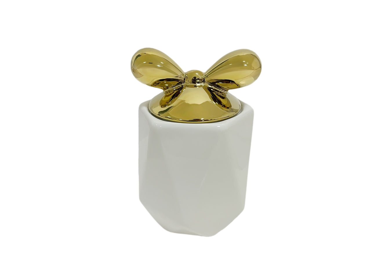 Barattolo decorativo in porcellana bianco con tappo fiocco oro da 2700 ml - Casa Milano