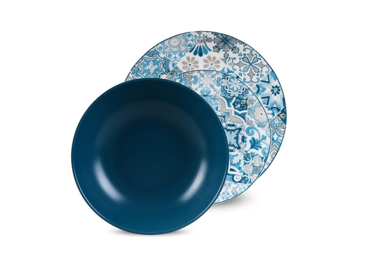 Set piatti per 6 persone in ceramica blu mediterraneo - Casa Milano