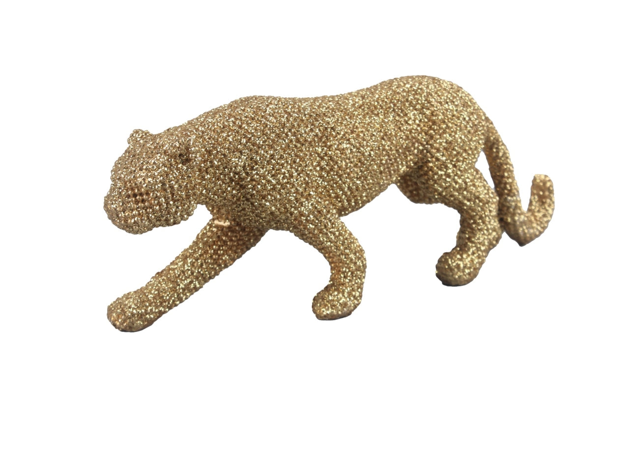 Statua pantera decorativa in poliresina oro con glitter 29x7x10 cm - Casa Milano