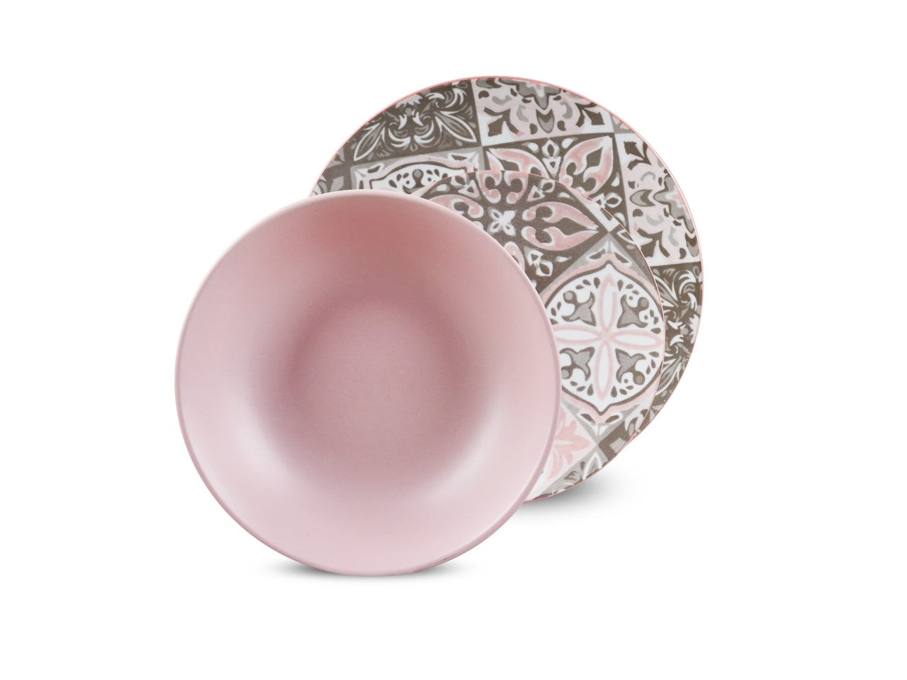 Set piatti per 6 persone in ceramica rosa mediterraneo - Casa Milano