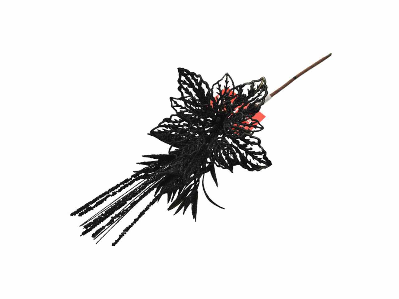 Pick fiore glitter 35cm nero