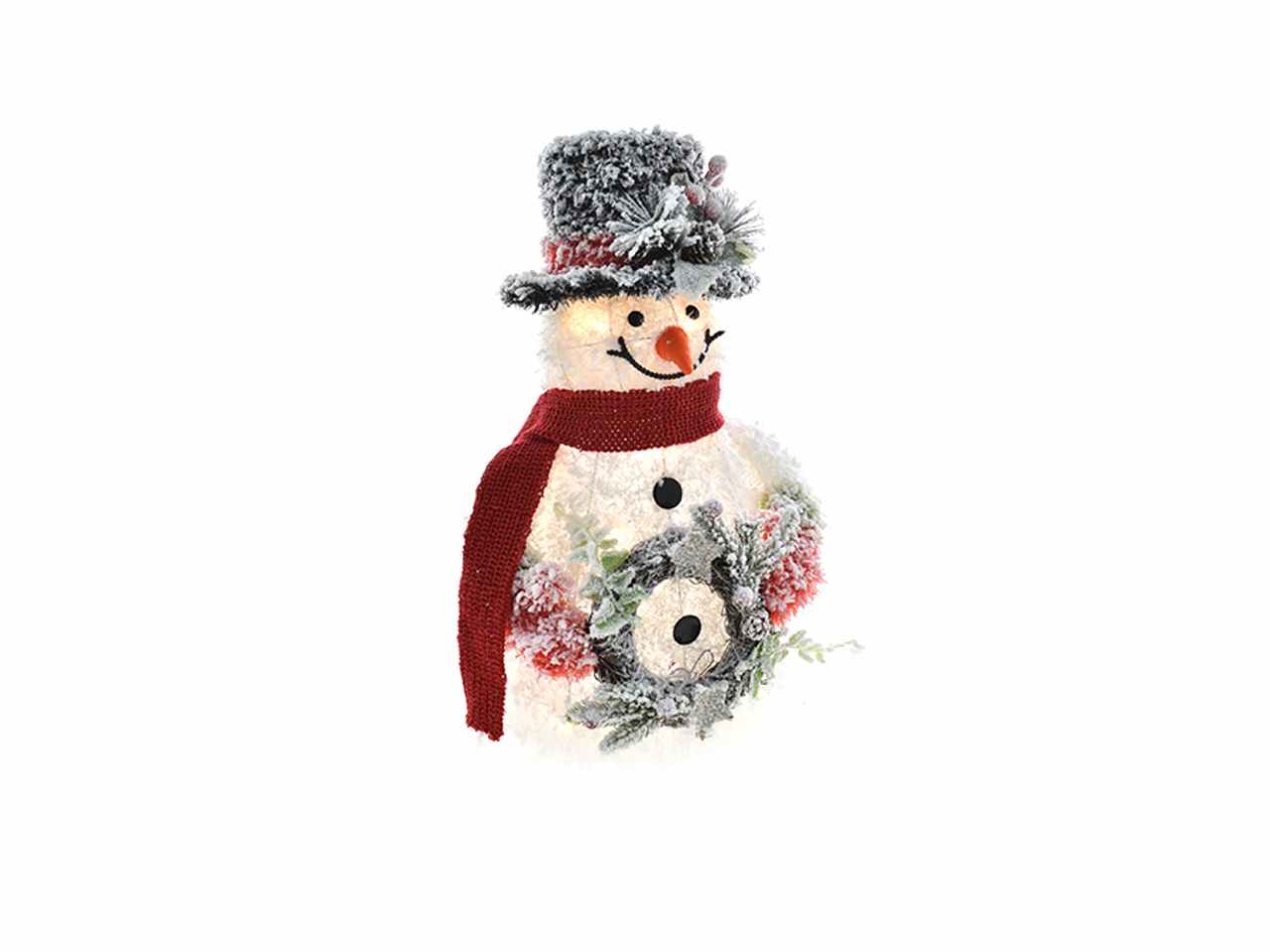 Pupazzo neve con 35led bianco caldo cm28x27x50 a batteria