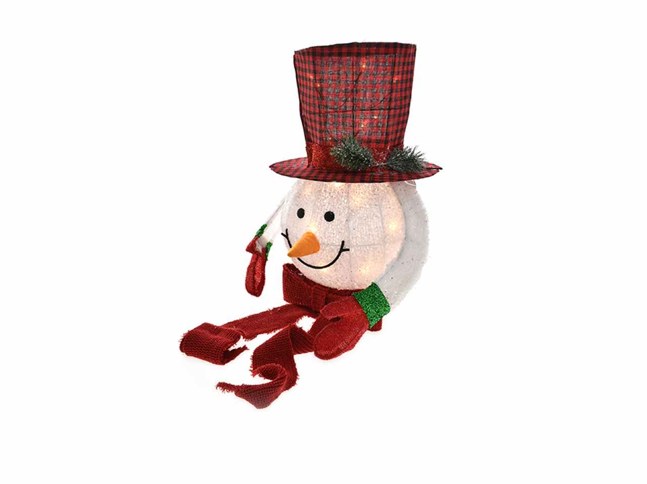 Pupazzo neve puntale albero con 20led cm35x32x55 a batteria