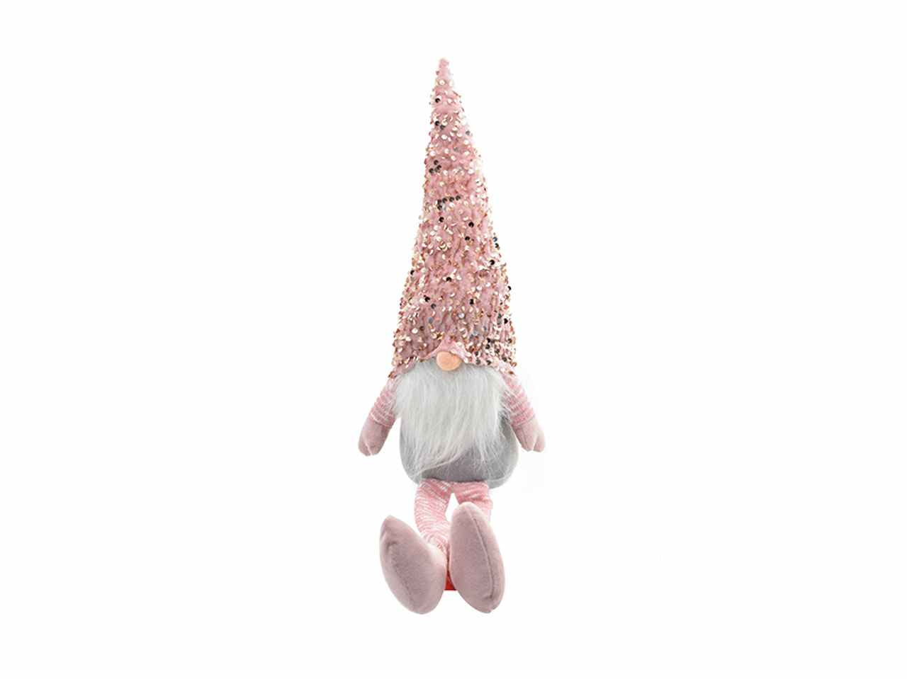 Gnomo con treccine h.45cm rosa