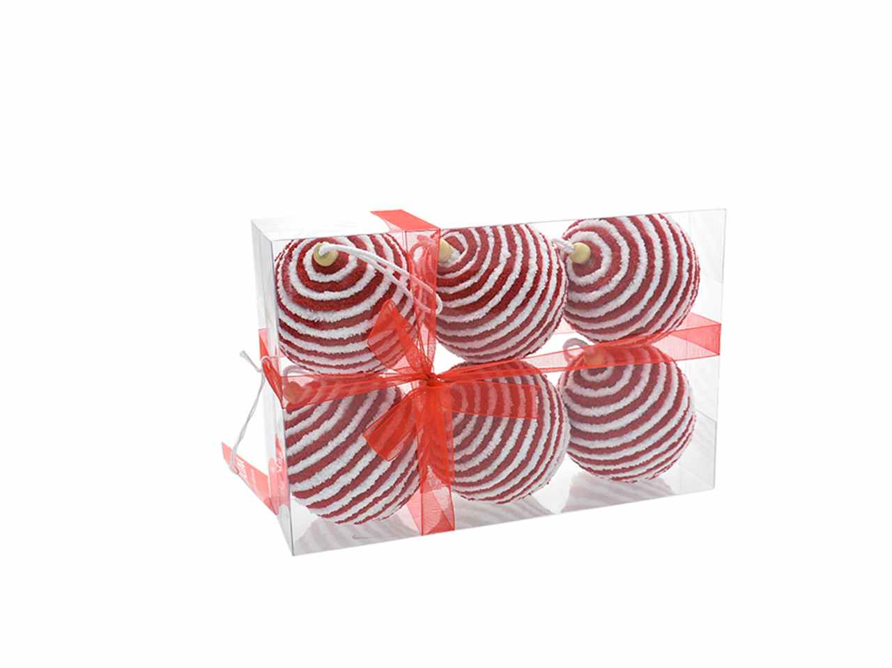 Palle 6 pezzi 9cm bianco/rosso