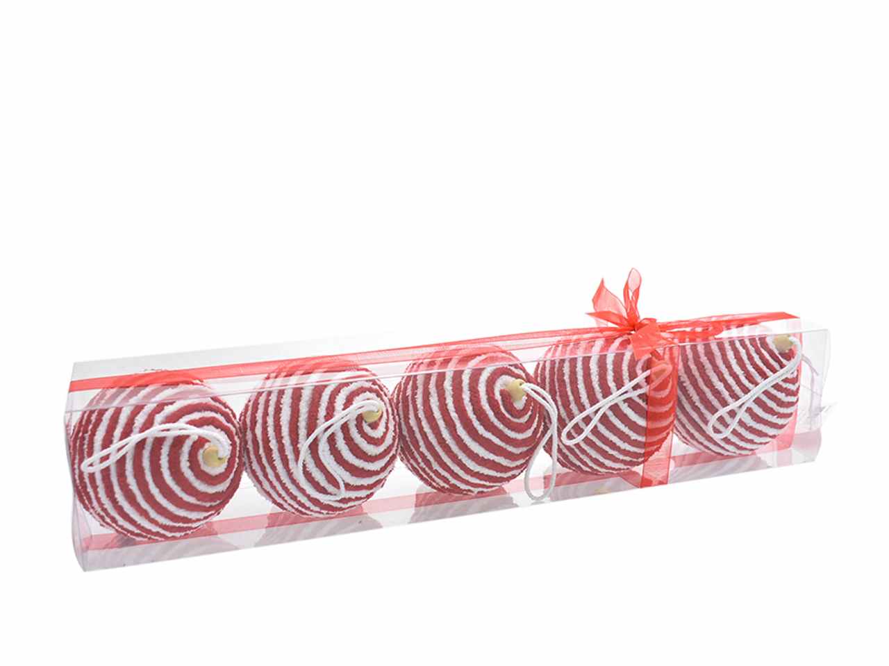 Palle 5 pezzi 10cm bianco/rosso