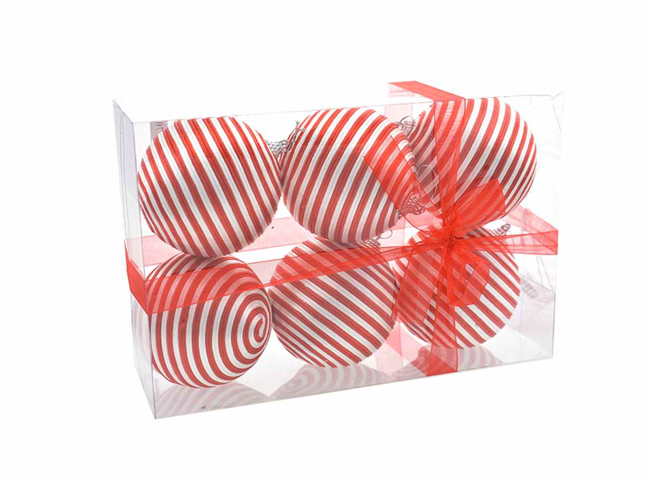 Palle 6 pezzi 9cm bianco/rosso