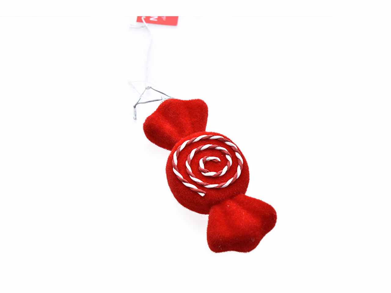 Appendino caramella 6x14,5cm bianco/rosso