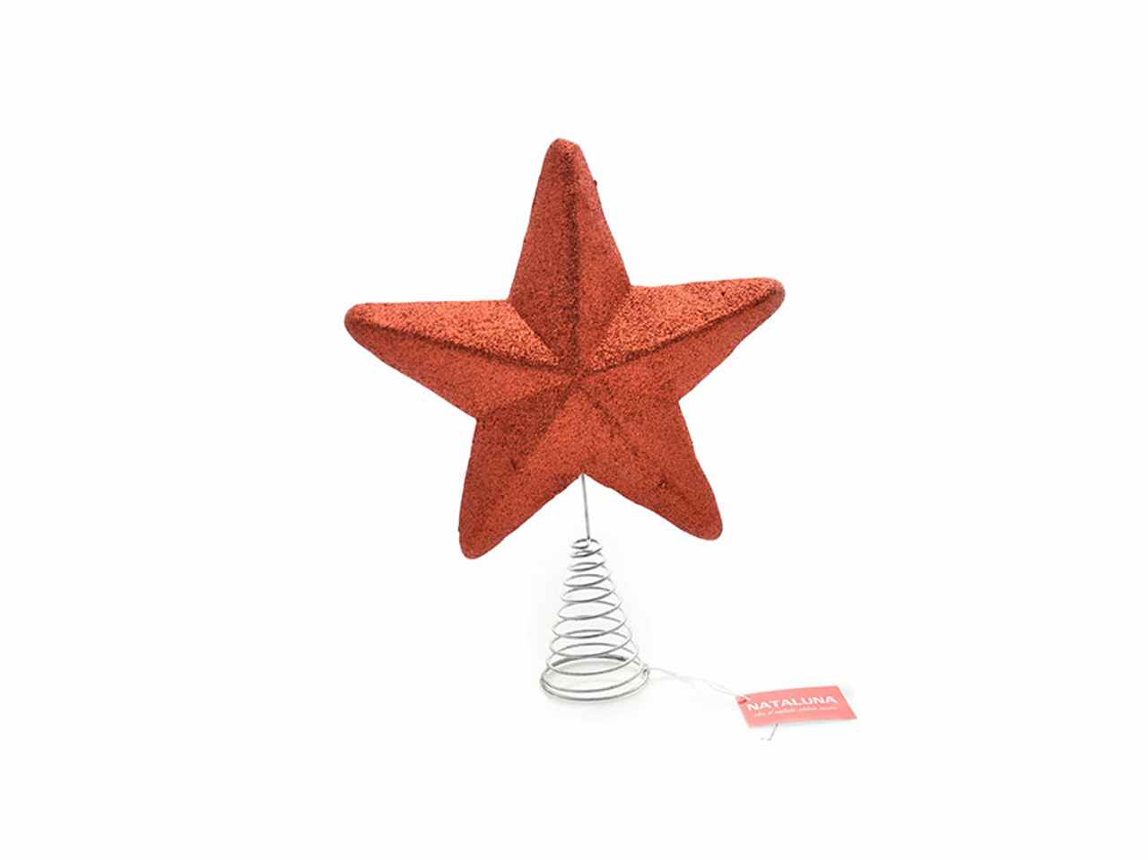 Puntale albero 26cm con glitter rosso