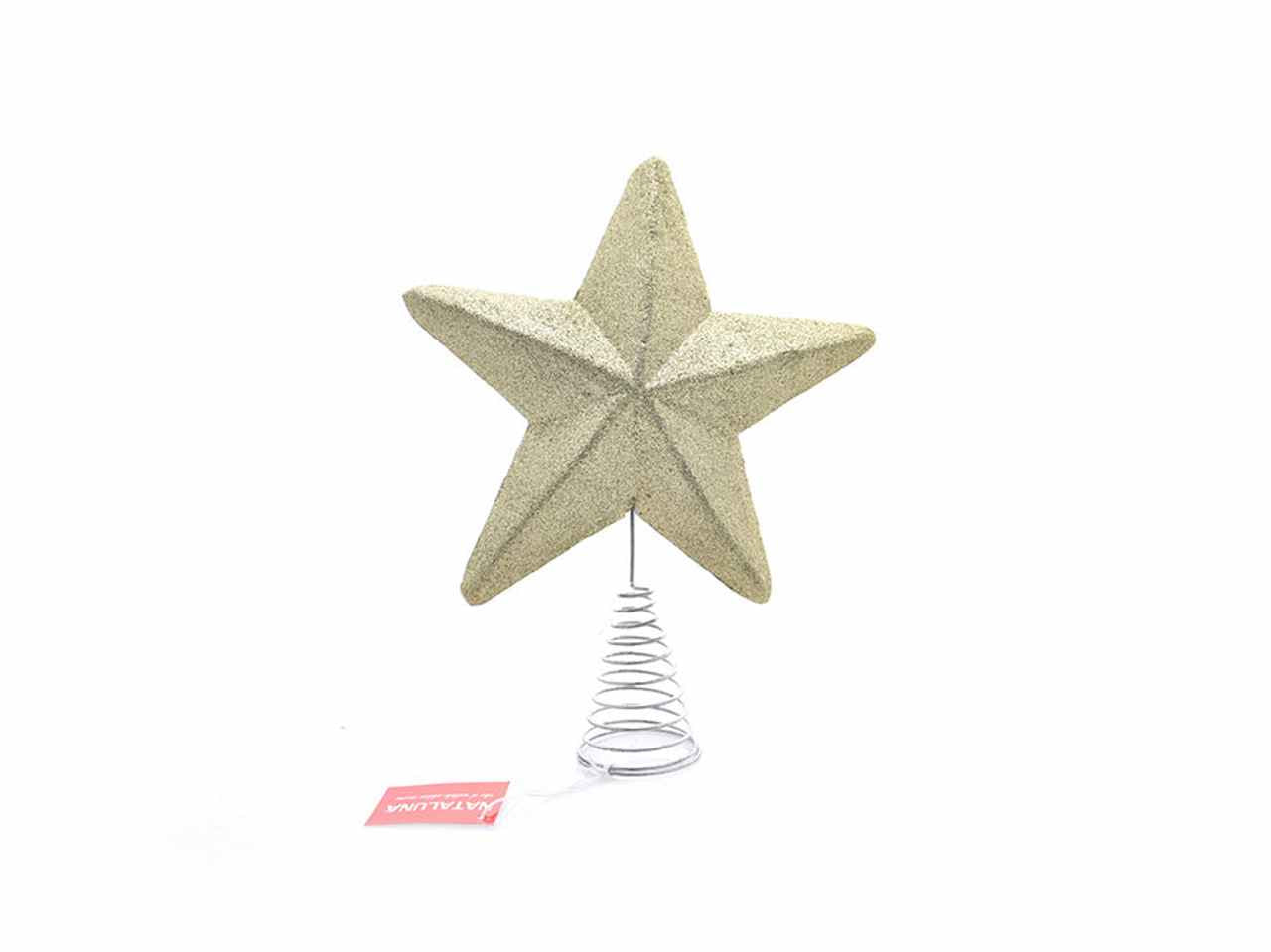 Puntale albero 26cm con glitter champagne