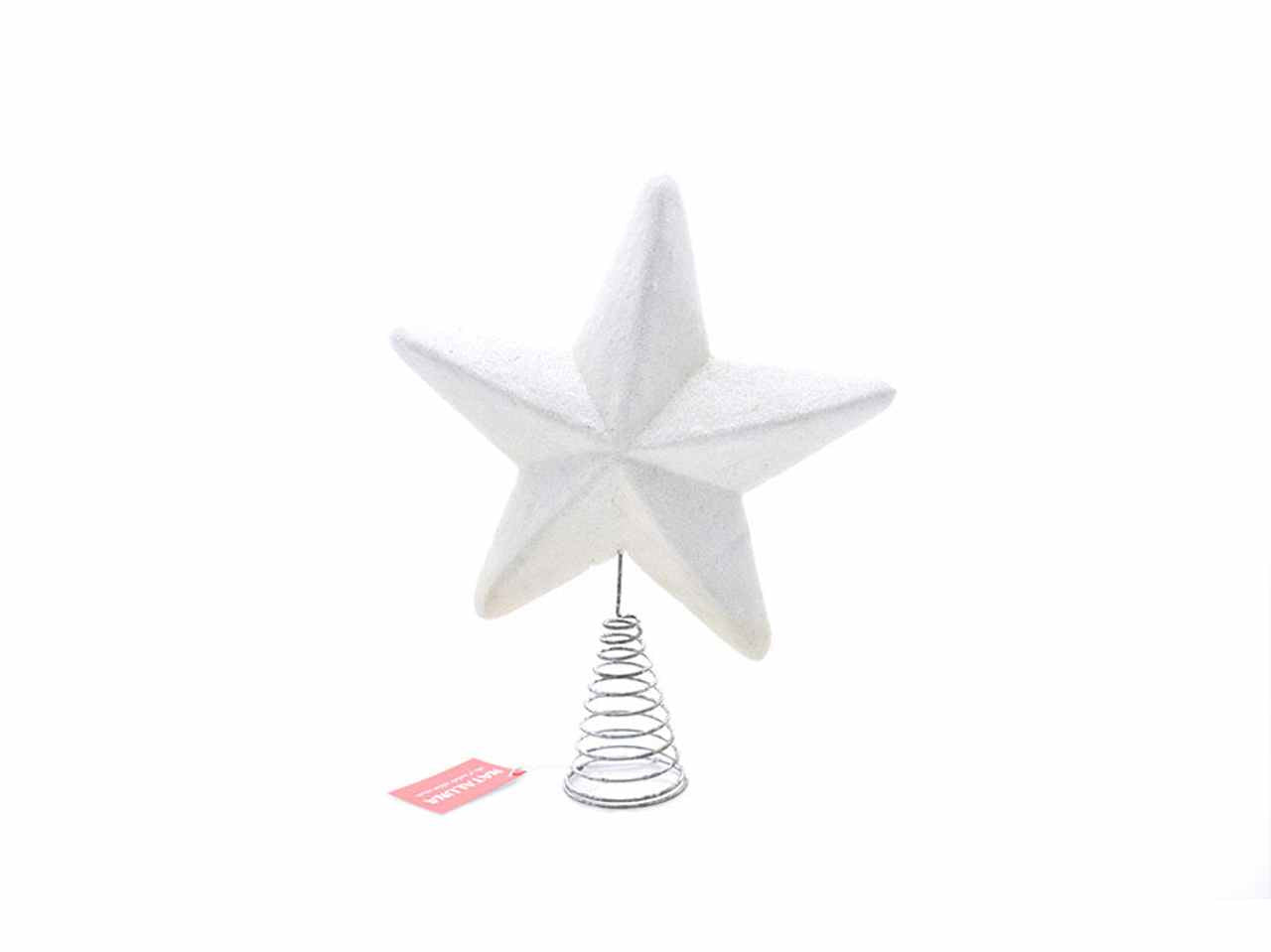 Puntale albero 26cm con glitter bianco