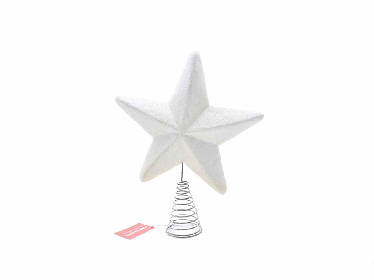 Puntale albero 40cm con glitter bianco