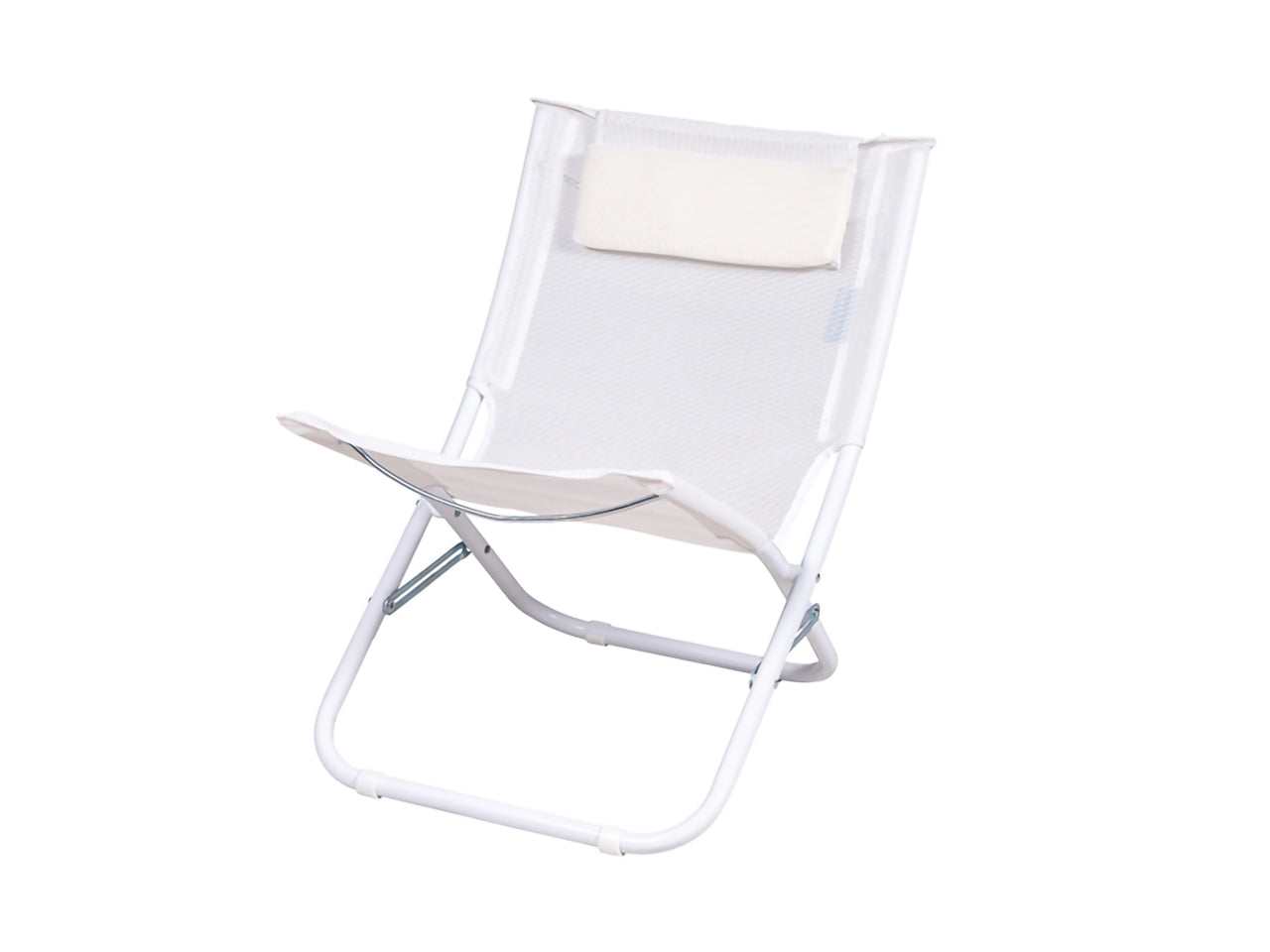 Spiaggina pieghevole in textilene e acciaio bianco 61x48x62 cm - Nataluna