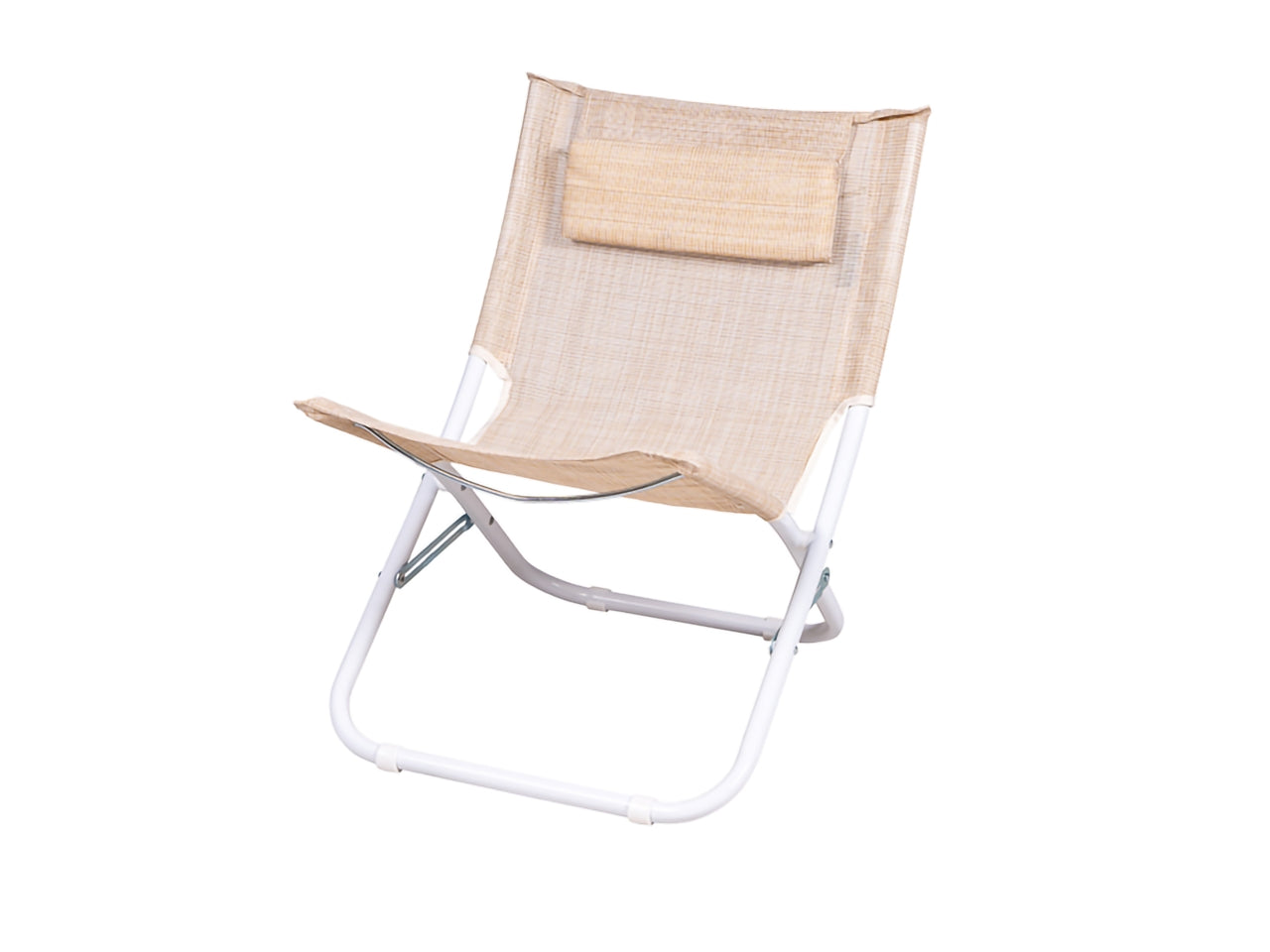 Spiaggina pieghevole in textilene e acciaio beige 61x48x62 cm - Nataluna