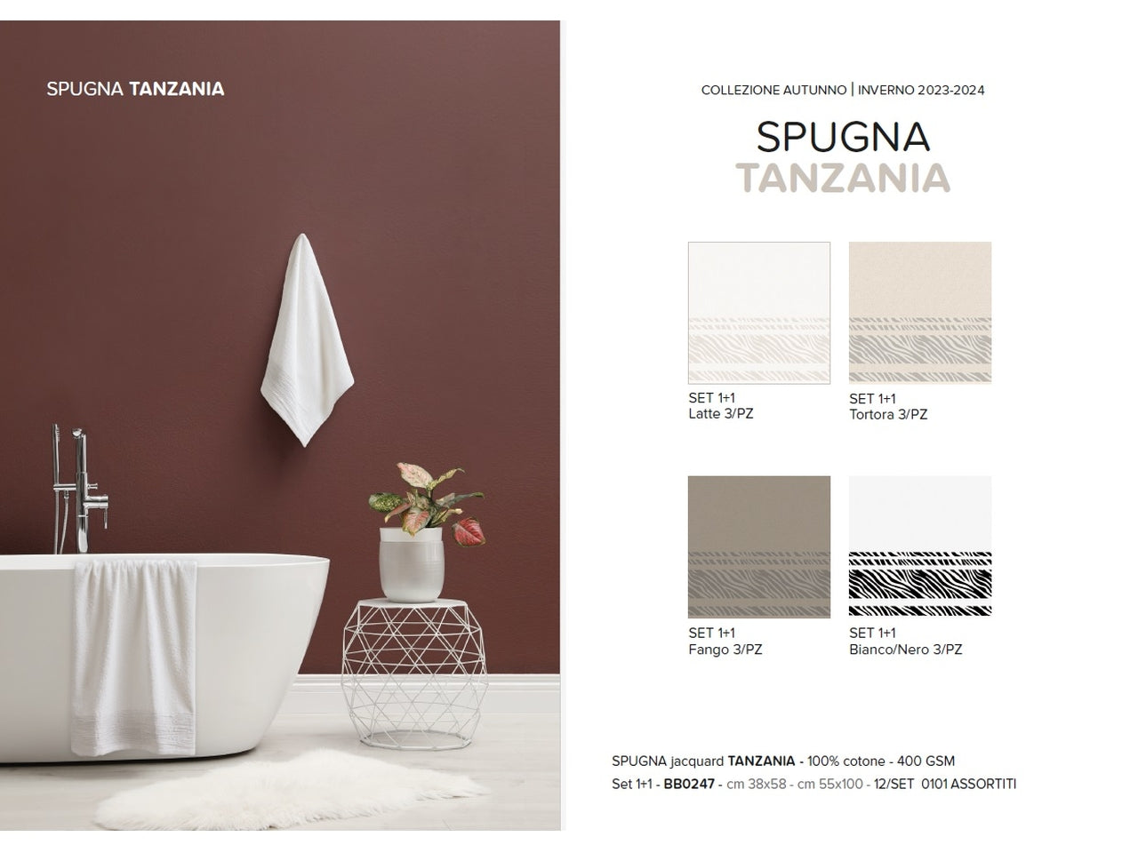 Set di 2 Asciugamani in Spugna Tanzania Jacquard, Puro Cotone, Fantasia Animalier, Linea Oro Carillo Home