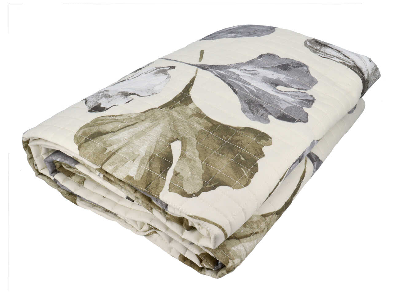 Trapunta matrimoniale primaverile Ginkgo in tessuto stampato floreale tortora stile moderno 260x260 cm - Carillo Home