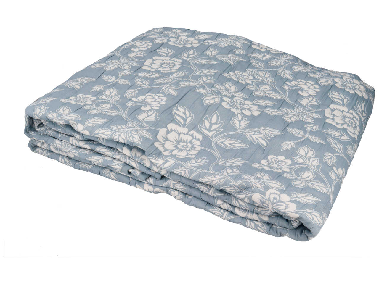 Copriletto matrimoniale primavera/autunno celeste floreale in poliestere stile romantico 260x260 cm - Carrillo Home