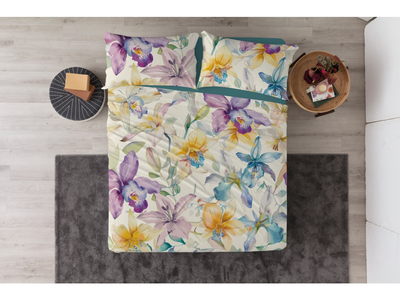 Narciso dream completo lenzuolo e copriletto cotone stampa digitale per letto a 2 piazze unica