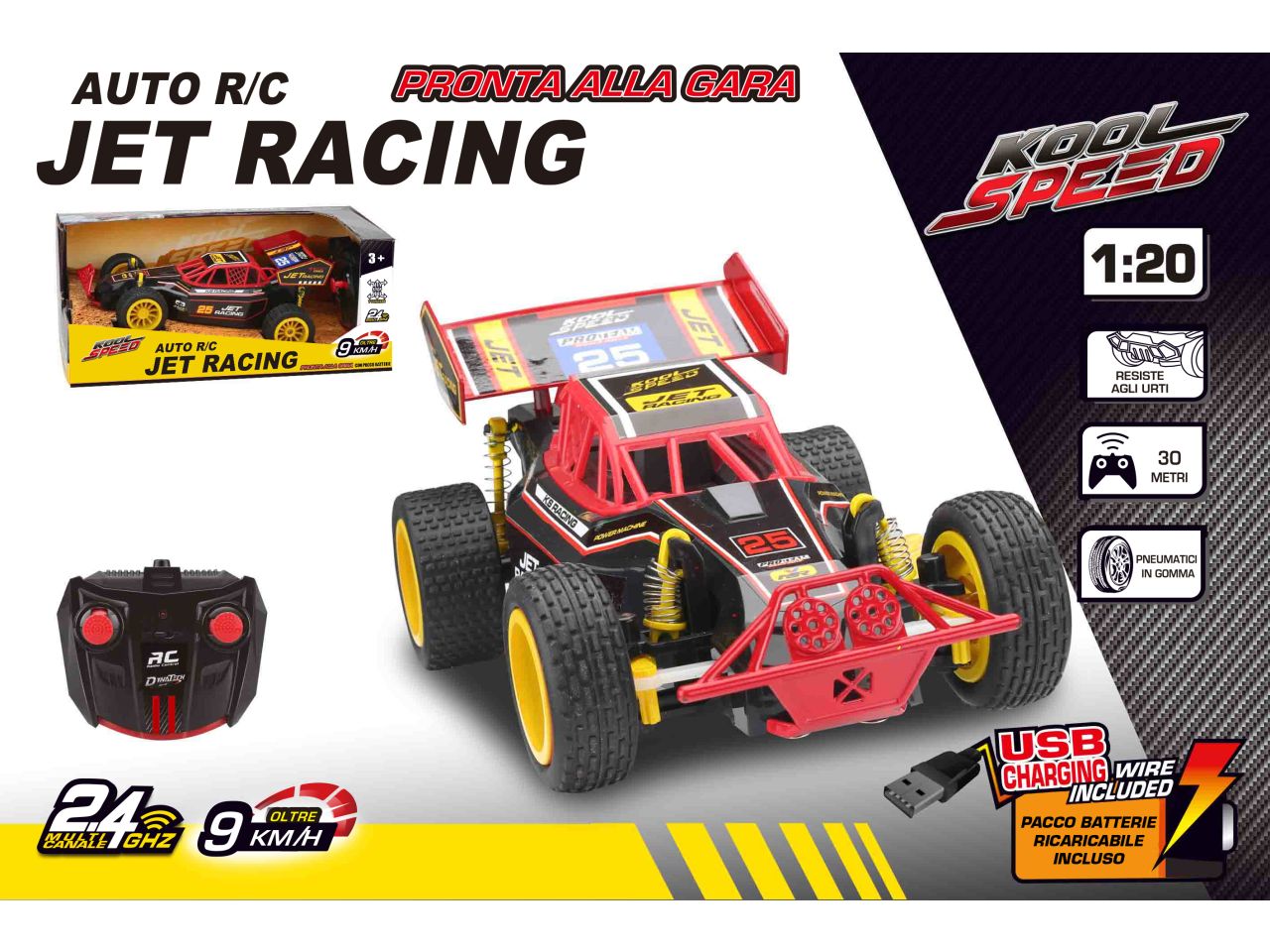 Auto radiocomandata buggy jet racing con pack 26cm