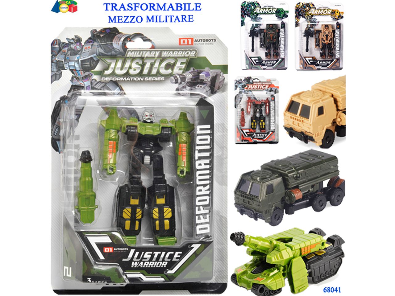 Set trasformabile militare camion o carro armato modelli assortiti