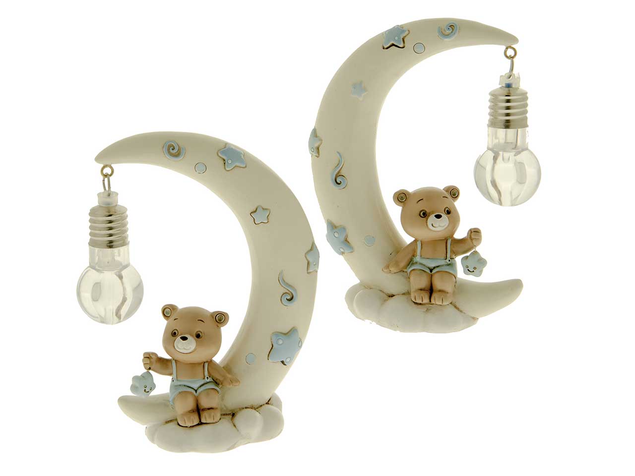 Lampada bomboniera nascita mezza luna celeste in resina multicolor con stelline a rilievo 10x14 cm - ETM