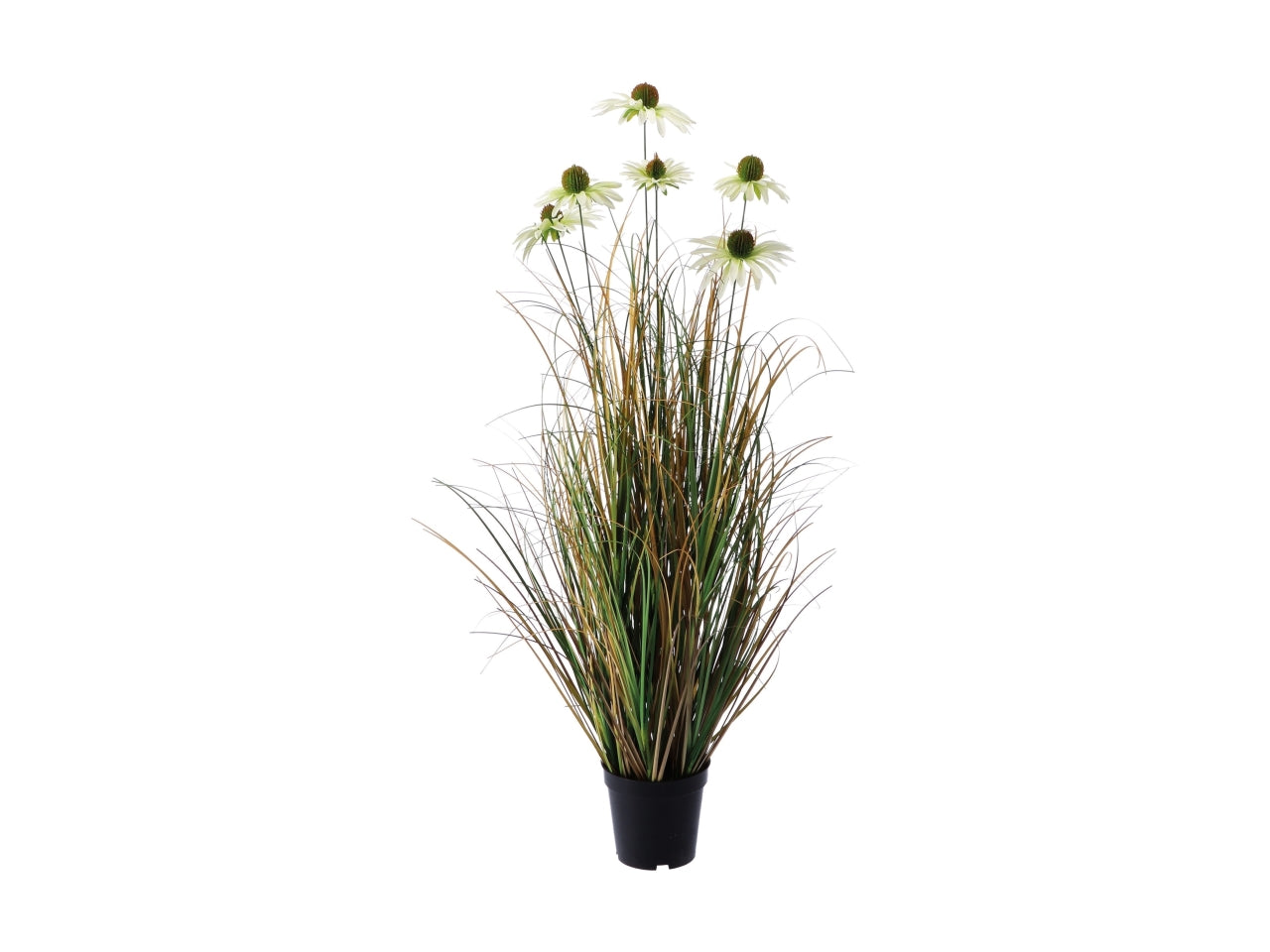 Margherita artificiale in vaso di polipropilene e cemento, stile country, realistica con fogliame opaco - disponibile in 2 colori assortiti - d.13xh.90cm - Star