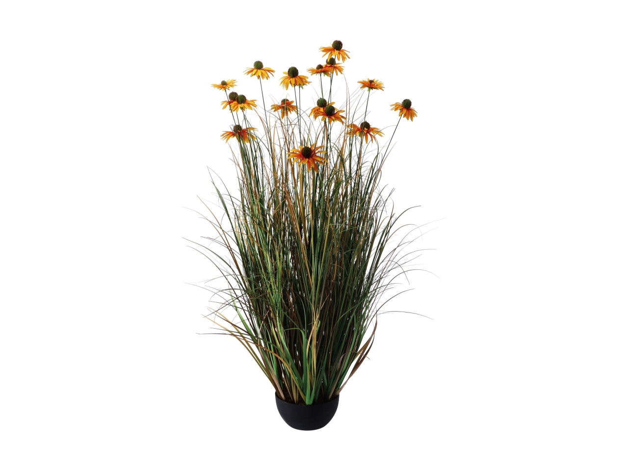 Margherita artificiale in vaso di polipropilene e cemento, stile country, realistica con fogliame opaco - disponibile in 2 colori assortiti - d.20xh.123cm - Star