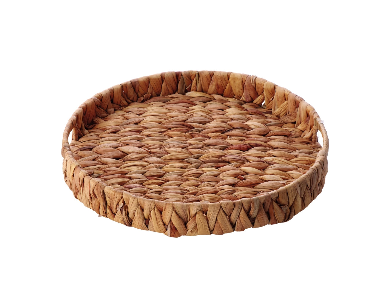 Svuotatasche jungle rattan intrecciato naturale, vassoio decorativo tondo con maniglie - d.34xh.4,5cm - Star