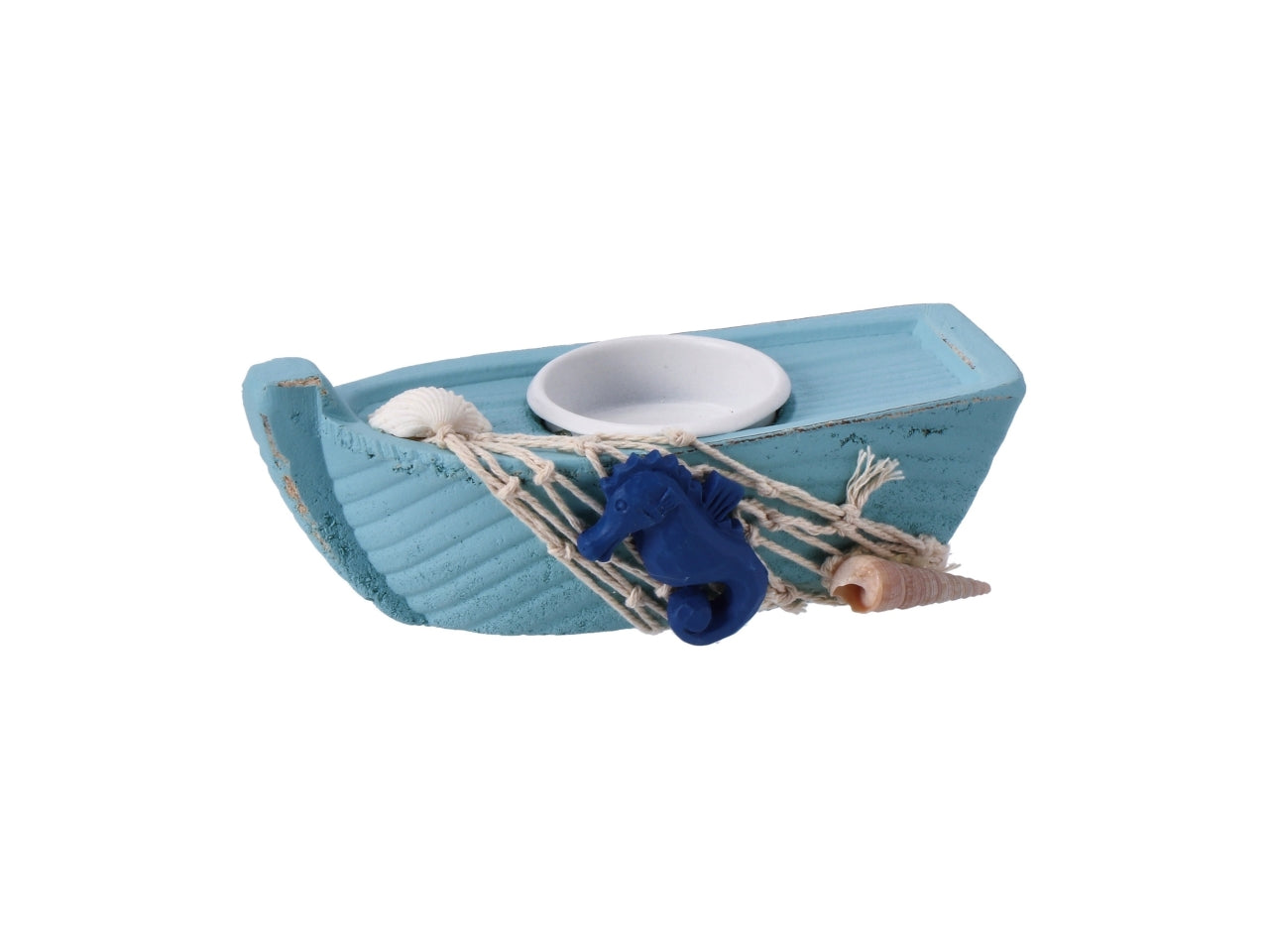 Barchetta porta tealight in legno stile marinaro in colori assortiti, 13,5x6,5xh.5,5cm - AD Trend