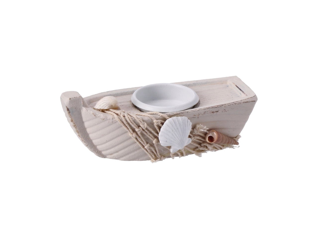 Barchetta porta tealight in legno stile marinaro in colori assortiti, 13,5x6,5xh.5,5cm - AD Trend
