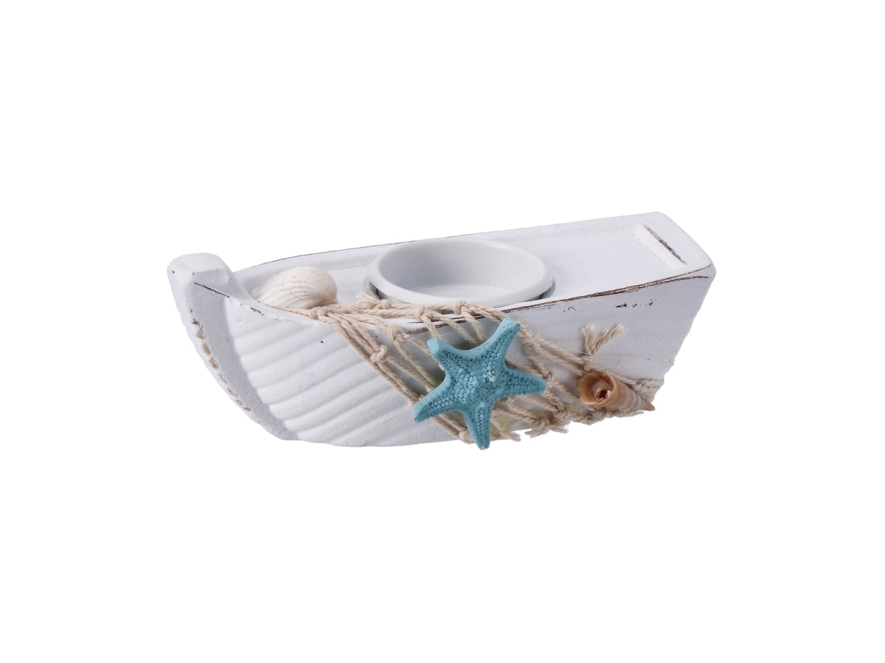 Barchetta porta tealight in legno stile marinaro in colori assortiti, 13,5x6,5xh.5,5cm - AD Trend