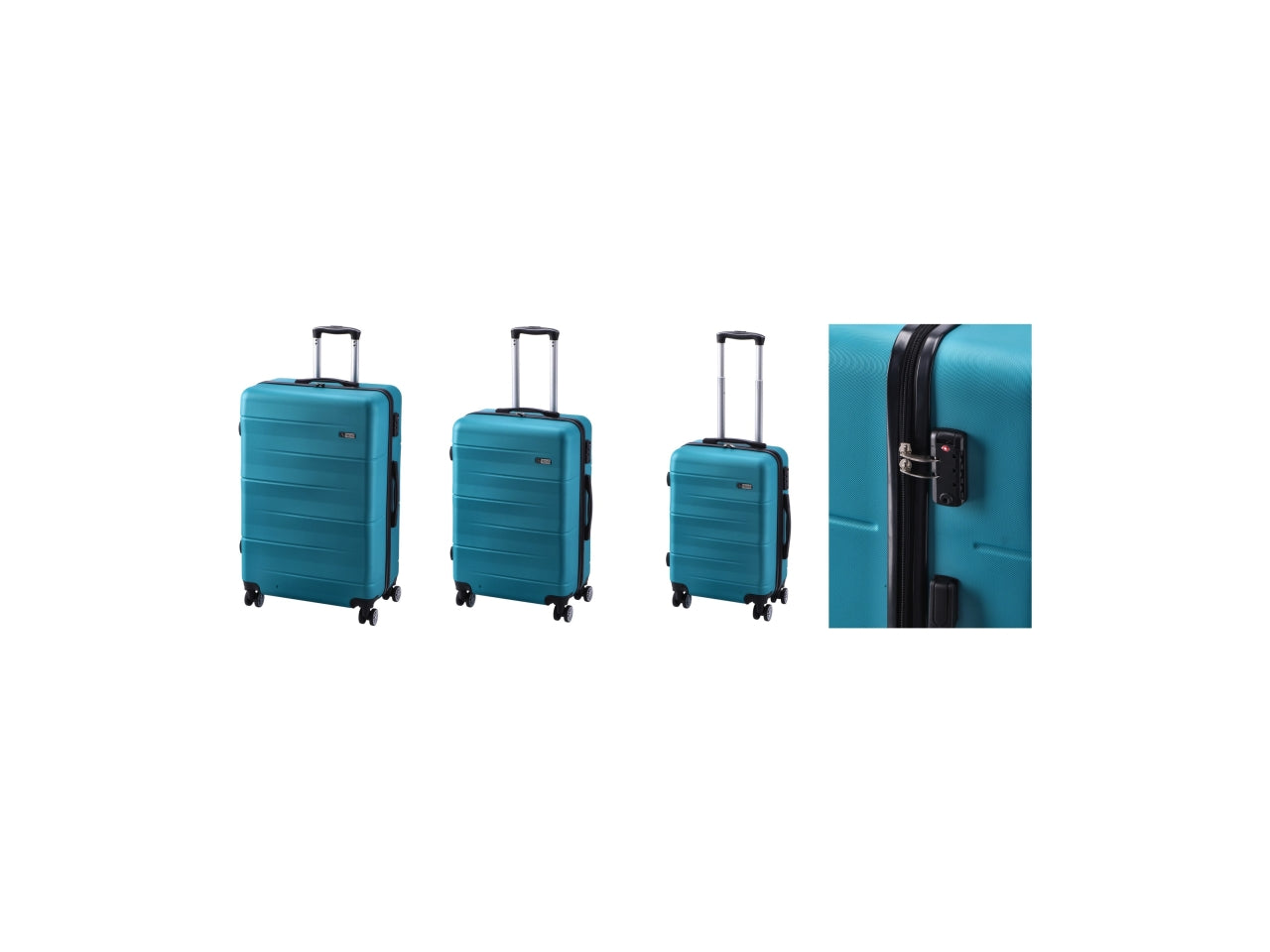 Set di 3 trolley rigidi azzurri, in abs con 4 ruote, valigie rigide con chiusura cerniera tsa - Star