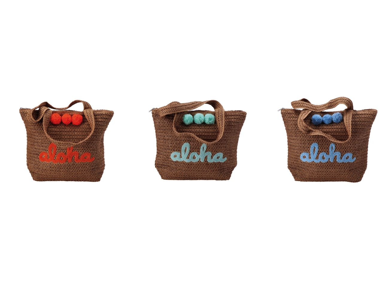 Borsa mare in carta tessile in 3 colori assortiti con pom pom 46x14x38 cm - rox