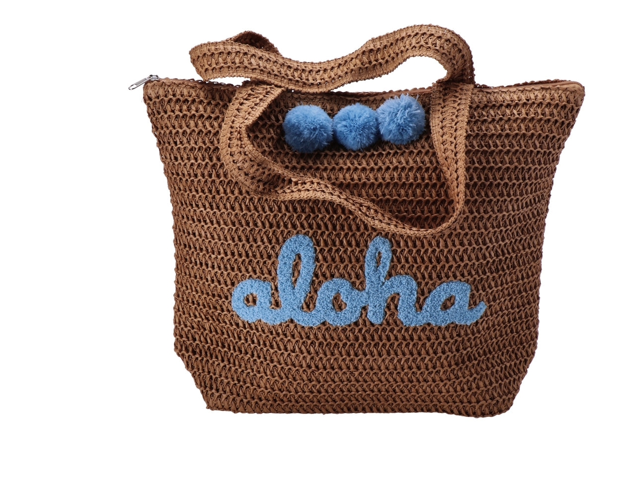 Borsa mare in carta tessile in 3 colori assortiti con pom pom 46x14x38 cm - rox