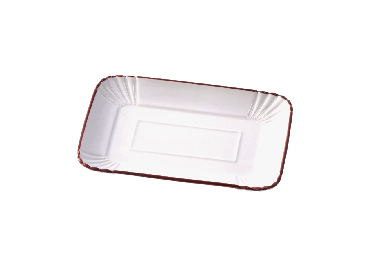 Vassoio rettangolare in porcellana avorio con bordo colorato,stile country, utilizzabile in forno e microonde, lavabile in lavastoviglie - 17,5x12xh1,5cm - Star